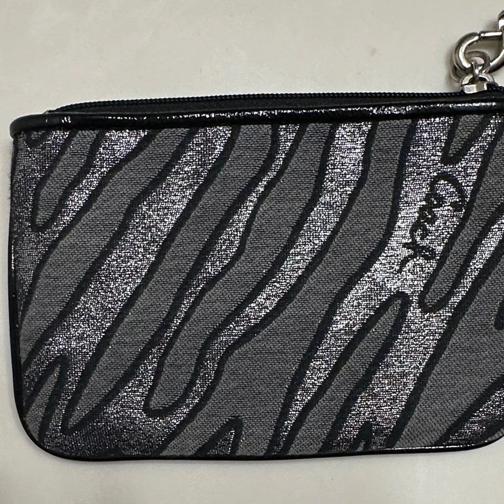 Coach Black and Silver Zebra Pattern Wristlet - Picture 4 of 7